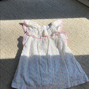 Kinderkind White Sleeveless Dress with Pink Trim